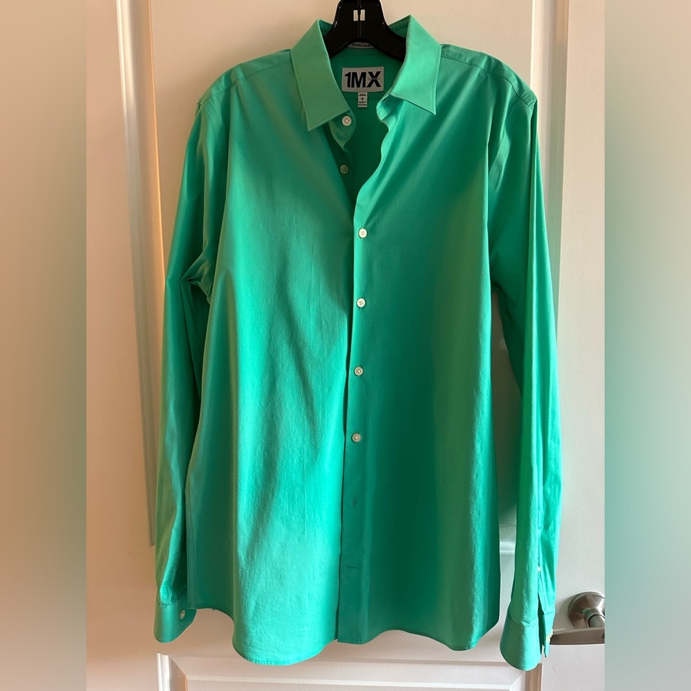 Express Tall L Extra Slim Fit Sea Breeze Button-Down Dress Shirt